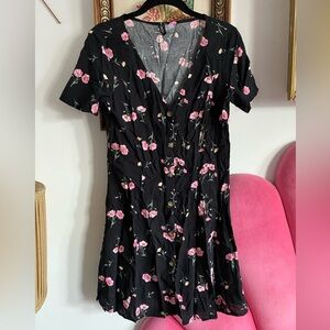 Pink floral mini skater dress